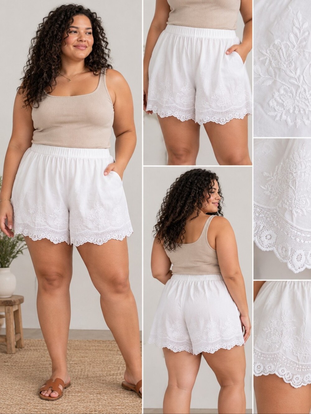 Old Navy XXL White Embroidered Cotton Lace Trim Shorts